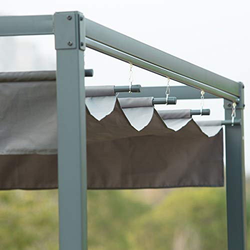Outsunny Pergola Pavillon Terrassenüberdachung mit Schiebedach Polyester Grau 298 x 213 x 221 cm – Bild 6