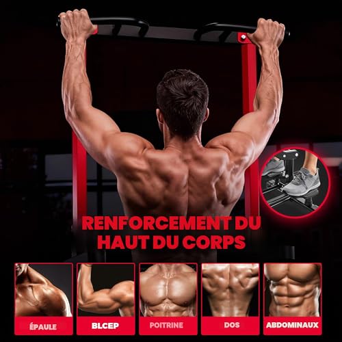 ONETWOFIT Foldable Stand Up Bar Pull Up Tower Power Tower Dip Chin Up Station Adjustable Height Multifunctional Home Gym