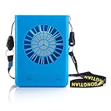 Powshop Portable Necklace Multi-functional Rechargeable Mini Fan 3 Speeds Personal Cooling Fan with 18650 Li-ion Battery & USB Charging & String for Outdoors/Travel/Office (Blue)