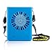 Powshop Portable Necklace Multi-functional Rechargeable Mini Fan 3 Speeds Personal Cooling Fan with 18650 Li-ion Battery & USB Charging & String for Outdoors/Travel/Office (Blue)