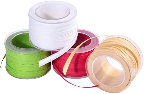 Gift Packing Ribbon Craft Matte Raffia Paper for Christmas Gifts Craft DIY Supply 1/4" x 100 Feet each spool, Pack of 4 spools (4 Pack)