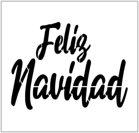 Mixed Media - Feliz Navidad Stencil 4 Inch Spanish Saying Word Merry Christmas Holiday Design Reusable Sheet for DIY craft crafting card making cookie cake airbrushing small miniature MIN187