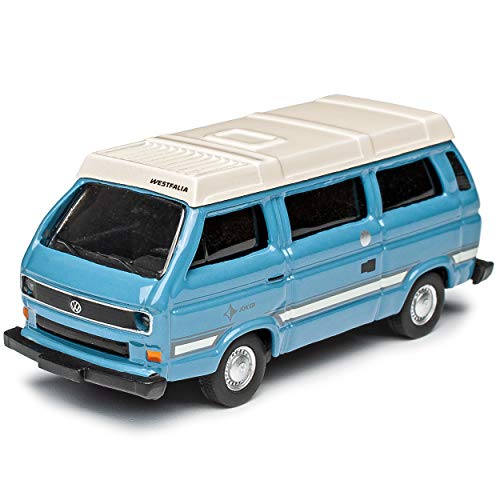Volkwagen T3 Joker Westfalia Camper Bus Personen Transporter Blau mit Weiss 1979-1992 H0 1/87 Schuco Modell Auto Modell… – Bild 3