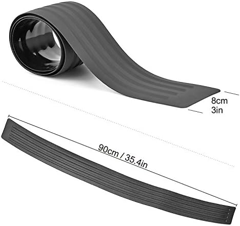 Universal Black Durable Rubber Rear Guard Bumper Protector Trim Cover Strip Car Sticker Protector for Car Pickup SUV Truck, 90cm/35.8"