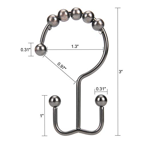 Shower Curtain Hooks Rings, RustResistant Stainless Steel Double Glide