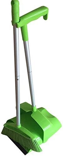 Gr8 Home Long Handled Metal Pole Plastic Dustpan And Brush Set Mobility Folding Swivel Lobby Floor Sweeper Soft Broom Kitchen
