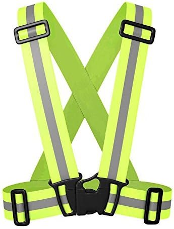 Reflective ProVest | Lightweight and Breathable High Visibility Green Running Strap with Adjustable Size for Safe Jogging Cycling Motorcycling | 1120.2