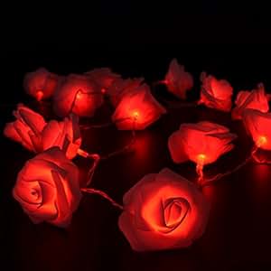 Amazon Com Fairy String Lights Red Rose Flower 20 Led
