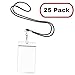 Mifflin-USA Lanyard with Vertical ID Name Holder (Black Cord, Clear 2.25x3.5 Inch Card Holder, 25 Pack)