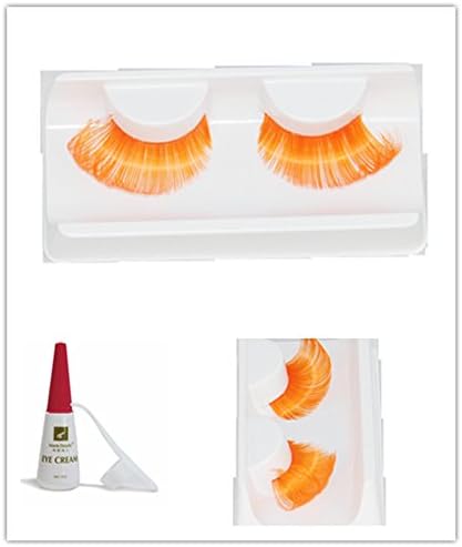 Beauty II Girl Fancy Dress Dance Party Makeup Multi-colored False Eyelashes Eye Lashes Extra Long Cosplay Christmas Halloween Costume Queen Holiday Fun Fake Eyelashes with Glue/Adhesive (Orange)