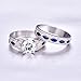 BONLAVIE 3.5ct Round Cut Cubic Zirconia Ring Wedding Ring Set Created Blue Sapphire Ring Marquise Ring for Women 925 Sterling Silver Ring Rhodium Plated Engagement Ring Size 5-10