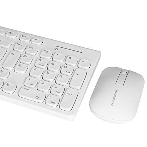 Qisan Wireless Keyboard and Mouse Combo Set Slim Compact Full Size 104 Keys Keyboard and Mute Mouse, Wireless 2.4G USB Nano Receiver for PC Desktop Computer Laptop Mac Tablet- White - Thumbnail 5