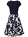 Lotusmile Sundresses for Women, Floral Patchwork Casual Dress A Line Cap Sleeve V Neck,Multcolor Blue Large