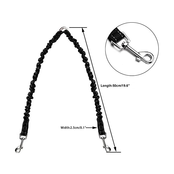 MEKEET-Bungee-Double-Dog-Coupler-Lead-No-Tangle-Two-2-Dog-Leash-and-Splitter-for-Walking-Puppy-Small-Medium-Large-dog-Black Bungee Double Dog Lead No Tangle Two 2 Dog Leash Coupler, For Walking Puppy, Small, Medium, Large dog, Adjustable 19.6…