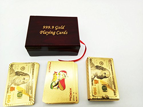 24k gold foil plating poker playing cards with box (sty…