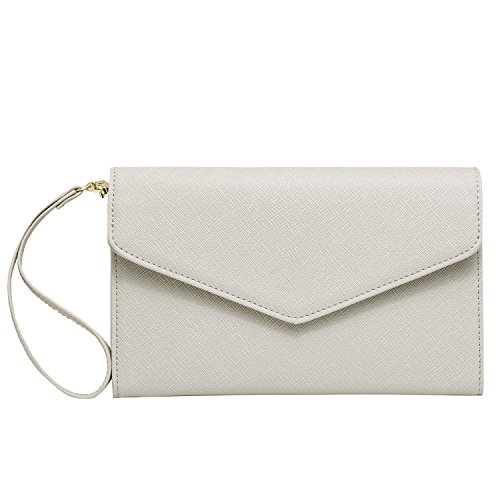 Krosslon Rfid Passport Holder Wristlet Travel Wallet Trifold Documents Organizer Slim Purse, Fit US UK CA Passport Cover Best Traveling Accessories for Women, Mist Grey(204#)