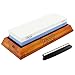Premium Whetstone knife sharpener kit by Affinity Cook- Professional Japanese sharpening stone with 2 side grit 1000/6000- A natural non-slip bamboo base with BONUS angle guide
