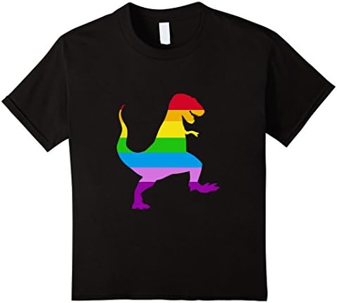 Kids Colorful Rainbow T Rex T Shirt 6 Black