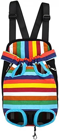 Pet Dog Puppy Cat Carrier Five Holes Backpack Double Shoulder Straps Canvas Cotton Front Chest Backpack Bag(colourful, Large)