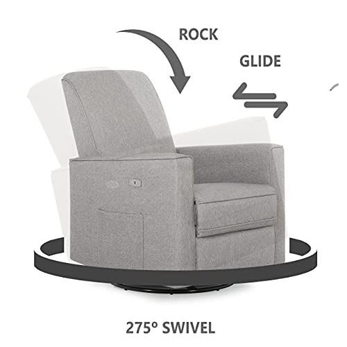 Evolur Harlow Deluxe Upholstered Plush Seating Glider Swivel, Rocker, Power Recliner with USB