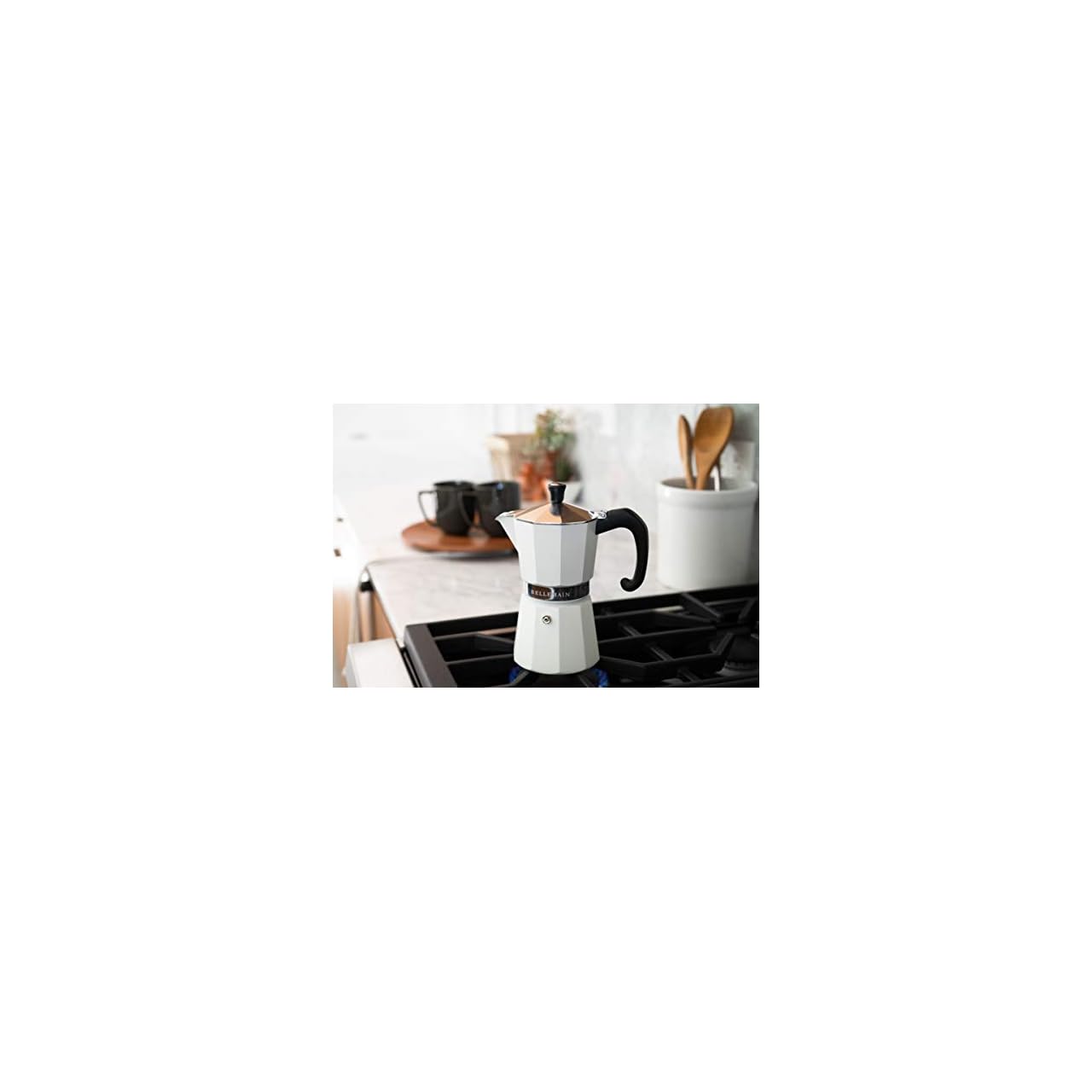 Bellemain Stovetop Espresso Maker Moka Pot (White, 6 Cup) Bellemain