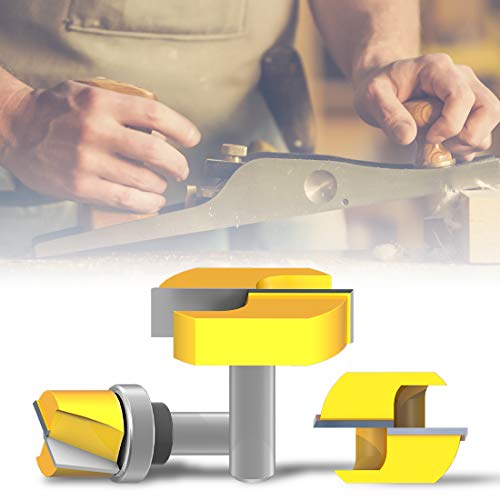 1/2 Inch Shank 2-1/4 Inch 1-3/4 Inch 1-1/4 Inch Diameter Bottom Cleaning Router Bit Woodworking Milling Cutter by SILIVN (3 Pack)