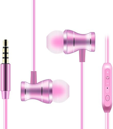 Wired Headphones In Ear Magnetic Metal Sport Earbuds Sweatproof Headsets with Mic,Noise Canceling Hifi Stereo Heavy Bass Earphones for Workout Running Gym for iPhone Samsung (Rose Gold) (Rose Gold)
