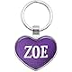 Metal Keychain Key Chain Ring Purple I Love Heart Names Female Z - Zia
