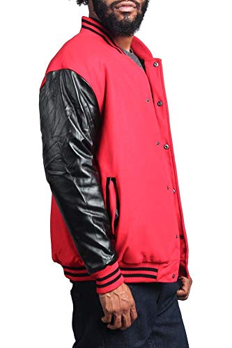 G-Style USA Letterman Varsity Jacket VJ100A - RED/Black - Small