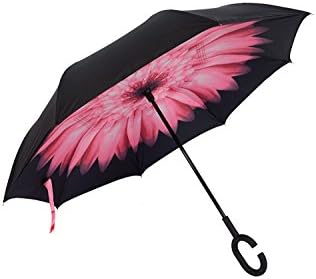 Reverse Folding Inverted Umbrella Double Layer Wind Proof UV Proof Inside Out Car Self Standing Umbrella