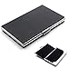 Rerii Business Card Holder Leather Surface Stainless Steel Business Card Case Name Card Holder (Embossing - Black)