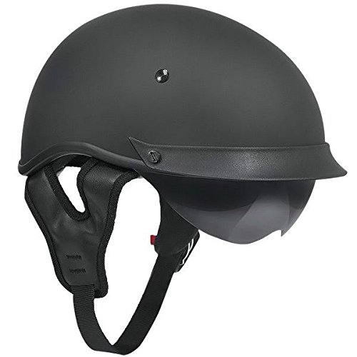 Outlaw T-72 Matte Black Dual-Visor Motorcycle Half Helmet - Medium