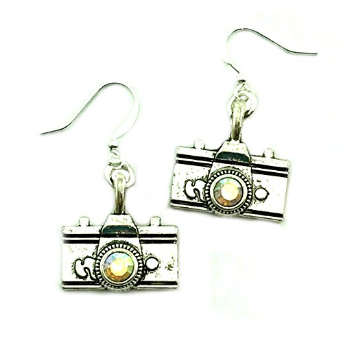 Camera Silver Charm Earrings