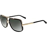 Dita Mach-One DRX-2030 F-BLK-12K Matte Black Antique 12K Gold Plastic Aviator Sunglasses Green G-15 Gradient AR Lens