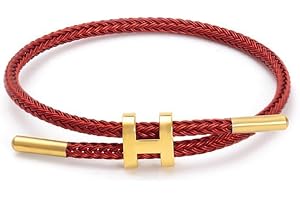 PPbuky Steel Bracelet Link, Adjustable H-shape Wire Rope Bracelet, Lucky Jewelry with Titanium Buckle for Birthday, Valentine's, Graduation, Fashion Gift for Women, Men, Lovers, Friends