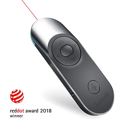 Luxtude 5-in-1 Multifunction Wireless Presenter Remote with Laser Pointer, Powerpoint/Keynote USB Control Pen, Voice Recorder, 1250mAh Emergency Portable Power Bank for Businessman-Black