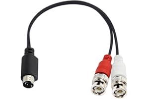 MTUERANC S-Video 4 Pin to Bnc Splitter Cable, Mini Din 4 Pin S-Video Male to Dual Bnc Male Splitter Connectors Cable