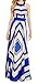 XQS Women's Elegant Floral Chevron Boho Seaside Fairy Dress Royal Blue L