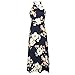 Romacci Women's Sleeveless Halter Neck Maxi Dress Vintage Floral Print Backless Beach Long Dresses S-5XL,Blue/Black