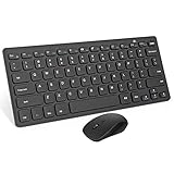MoKo Keyboard and Mouse, 2.4G Wireless Compact Portable Mini Keyboard & Mouse Combo Set for Android, Windows, Laptop/Desktop/PC/Computer, Black