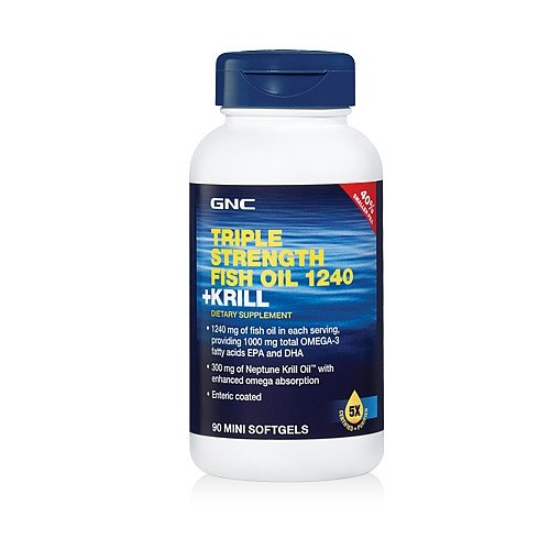 GNC Triple Strength Fish Oil 1240 + Krill 90 Mini Softgels 40
