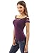 PattyBoutik Women Cut Out Stretch Blouse Top (Dark Purple Medium)