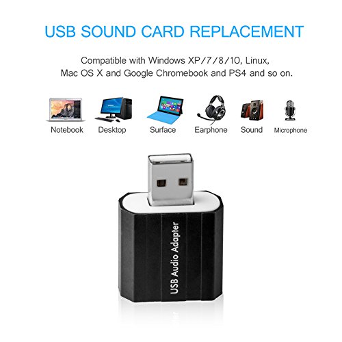 image for USB Audio Adapter, VANDESAIL USB2.0 External Stereo Sound Card 7.1 wit