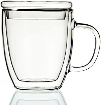 PaperEra Double Wall Glass Mug Heat Resistant Cup for Infusing Coffee, Milk, Tea (Mug 14 oz.)