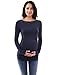 PattyBoutik Mama Boatneck Lace Inset Maternity Top (Navy Blue M)
