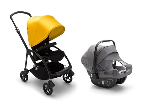 Bugaboo Bee Stroller and Bugaboo Turtle Air by Nuna Car Seat  Black/Lemon Yellow Stroller Grey Mélange Turtle Air in Kuwait Whizz