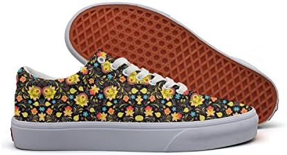 1800 Artificial Yellow Tropical Flowers Women Canvas Low Top Skateboarding Shoes