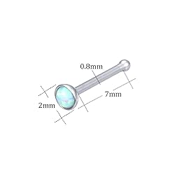 ZS 5 Pieces Opal Nose Studs 20 Gauge Nose Pin Blue