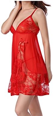 Endand Sexy Nightgown Sleep Dresses Women Sleeping Dress and String Set Deep V Sleepwear