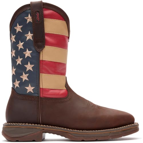 Durango® Workin' Rebel™ Patriotic Steel Toe Work Boot, Dark Brown And Union Fla…